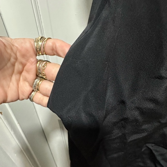 Eileen Fisher 100% Silk V-Neck Black Maxi Dress with pockets Size Small - Picture 2 of 7